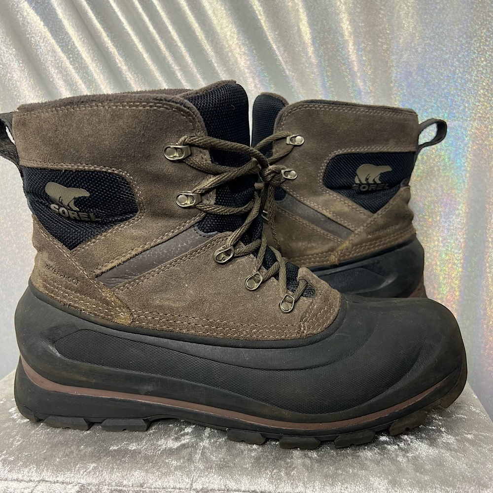 Sorel winter boots brown black waterproof cold weather snow outdoors hiking